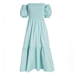 INTERMIX Aubrey Smocked Poplin Midi Dress